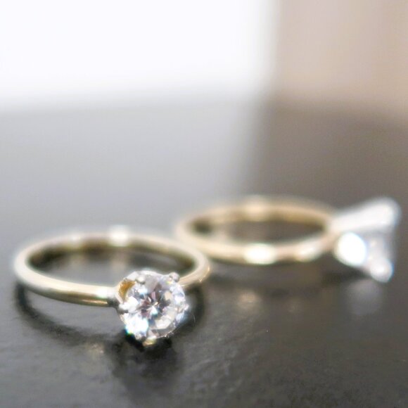 Source Unknown Jewelry - Two 14K Gold Filled Ring with White Stone